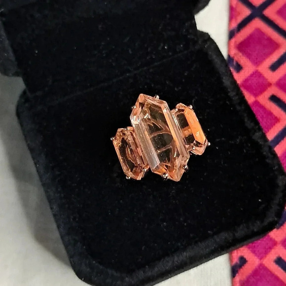Morganite Quartz Triplet Three Stone Ring. - Picture 5 of 9